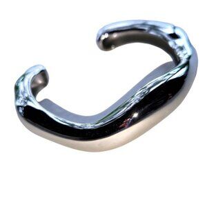 Irregular Wave Statement Bracelet/Bangle Stainless Steel Plated Silver NWOT